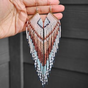 Handmade Elu Boho Earrings Fringe Tribal Jewelry Beaded Boheme Western